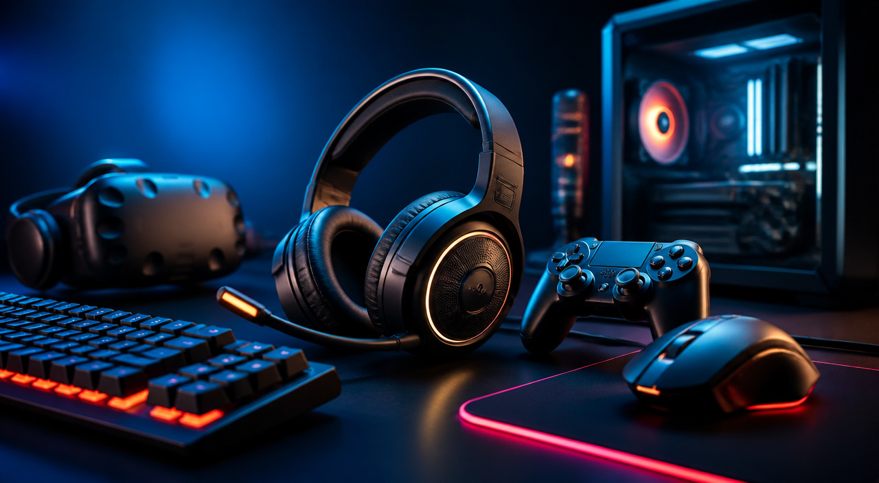 Gaming gadgets on a desk